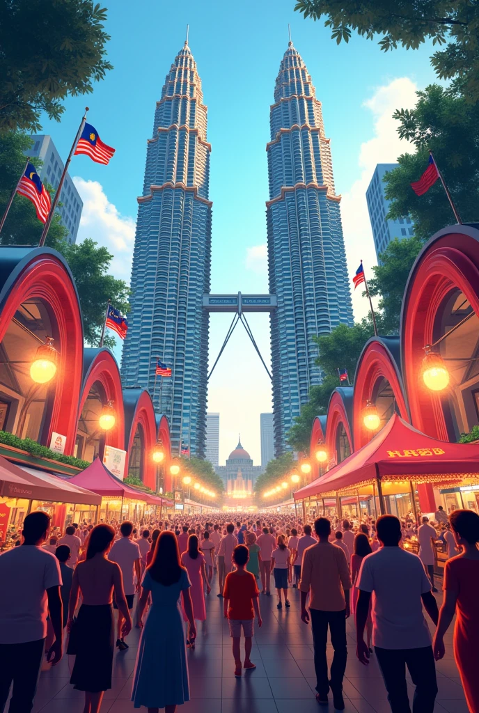 The atmosphere of National Day and Independence Day at KLCC with every nation in Malaysia
