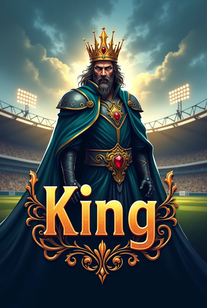 Fantasy king name logo and my bot id should also be with a cricket stadium background