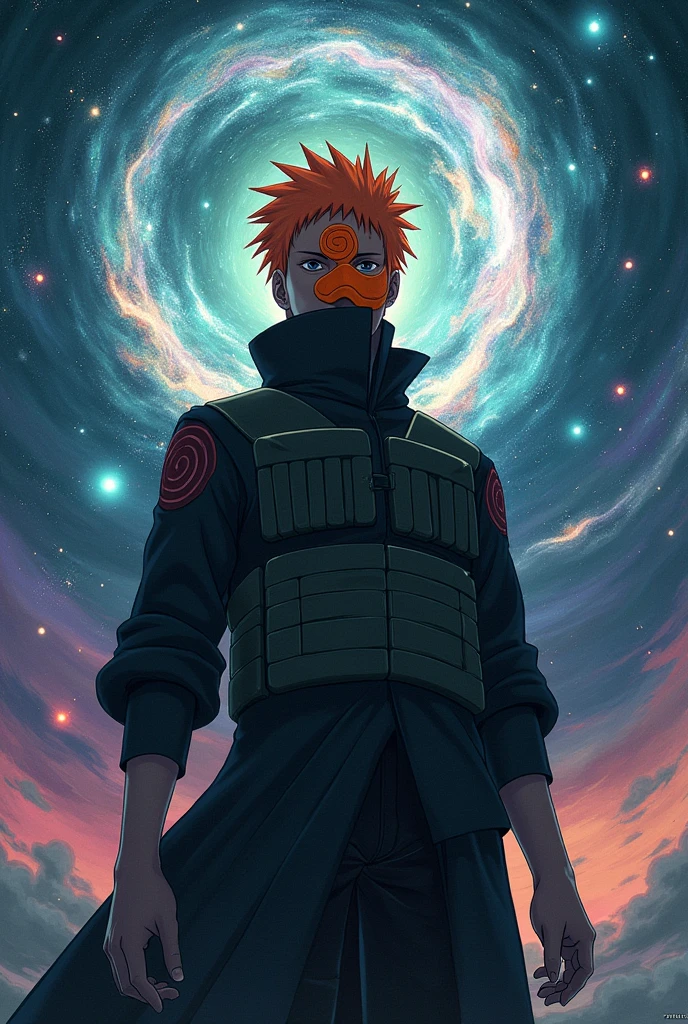 Color front Obito anime character standing with mask image and background image obito cosmic images
