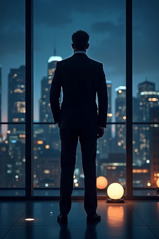 high resolution、office、Night view、male、In a suit、Back view、Glasses、Two Block