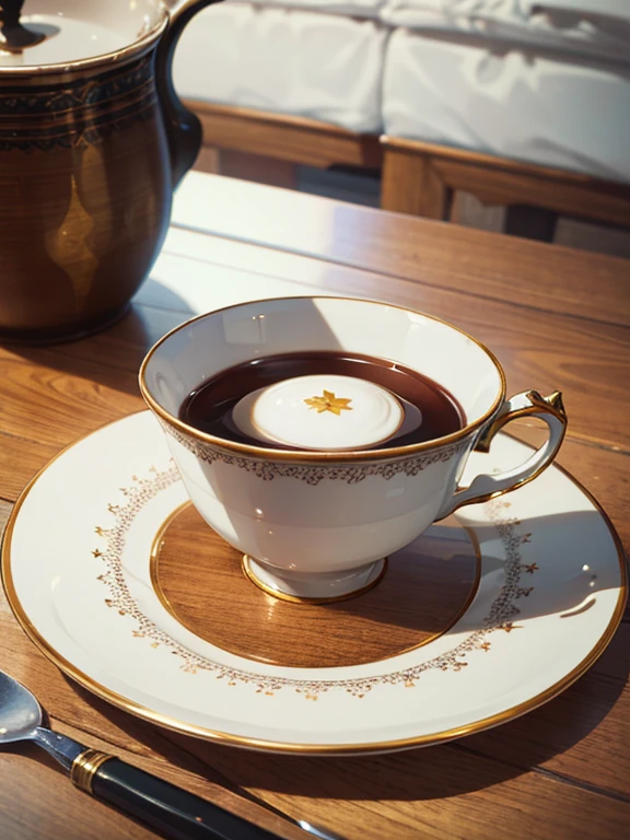 Ceramic teacup, (masterpiece), uhd, high quality, best quality, highres, 4K