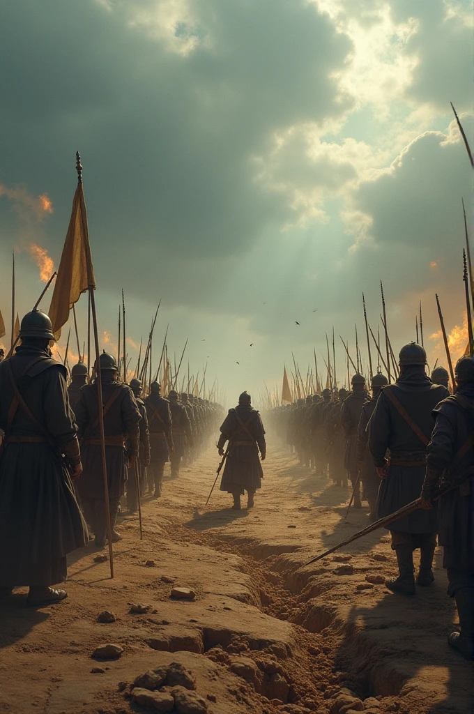 On the battlefield, the Islamic army is very few on the other side, and the infidel army is much larger
