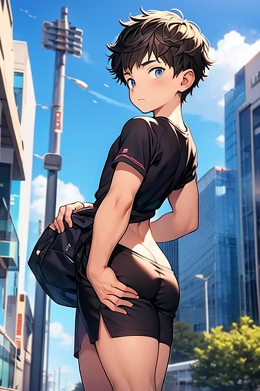 Anime boy child showing his huge butt with clothes (tender and big ass boy)
