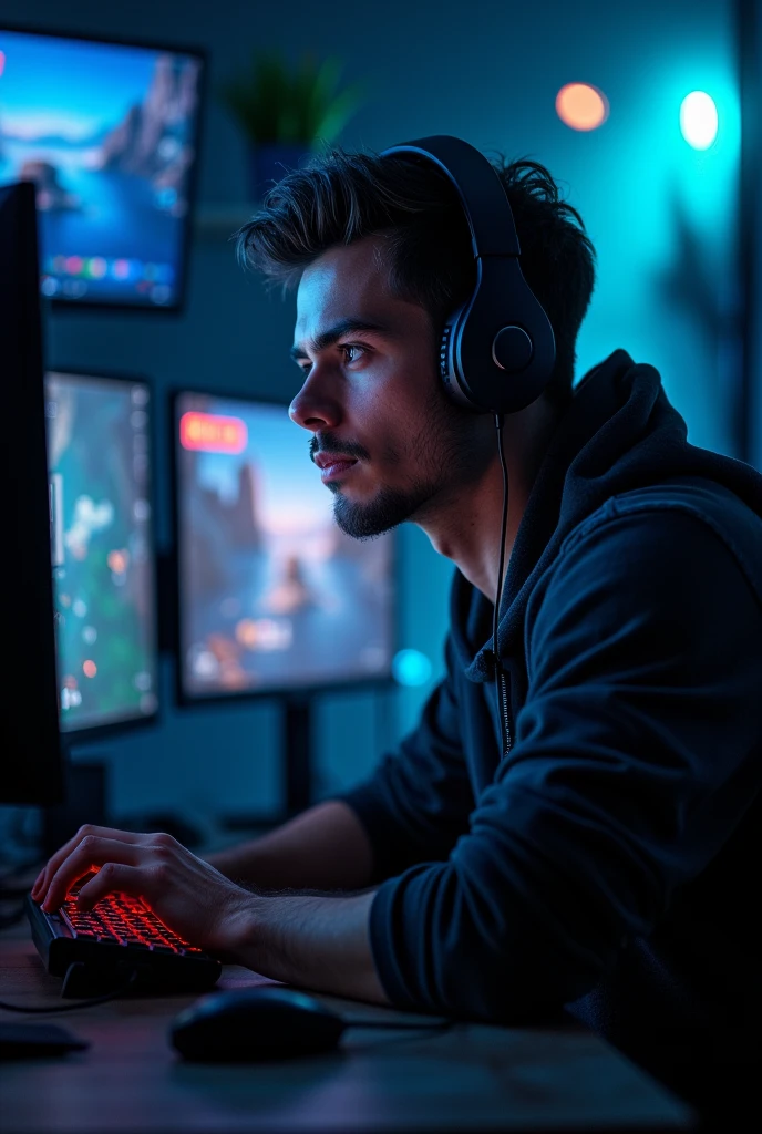 "MAN GAMING" Text  written on any   template