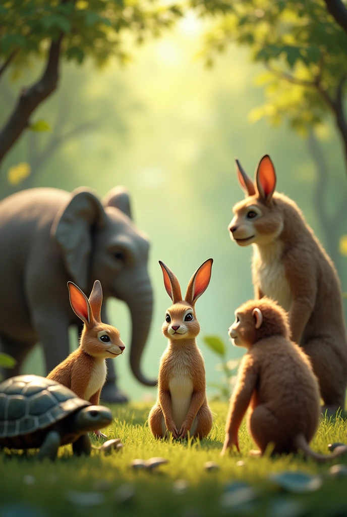 Khargosh ne hathi, kachhua, Bandar, sabhi doston Ko Bulaya. Sabhi ne baithkar meeting ki.
