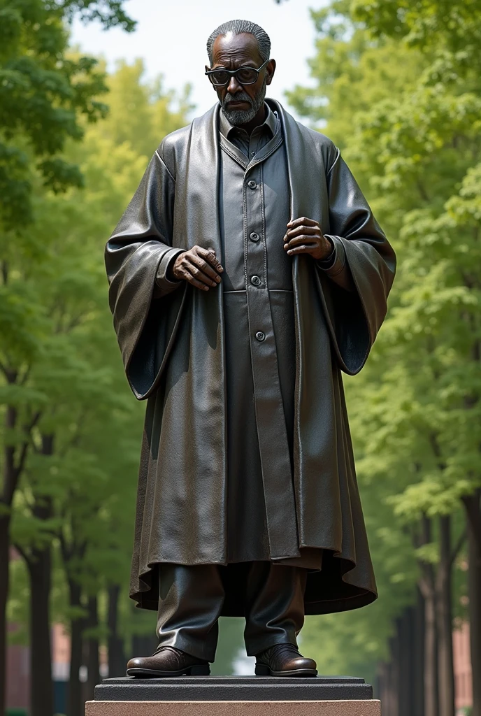 A statue of Ethiopian man with reading glass called professor Henok sintayehu