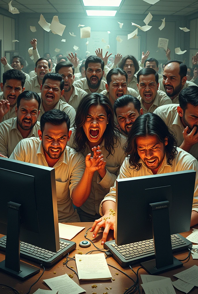 Angry indians screaming at their computers while being covered in poo