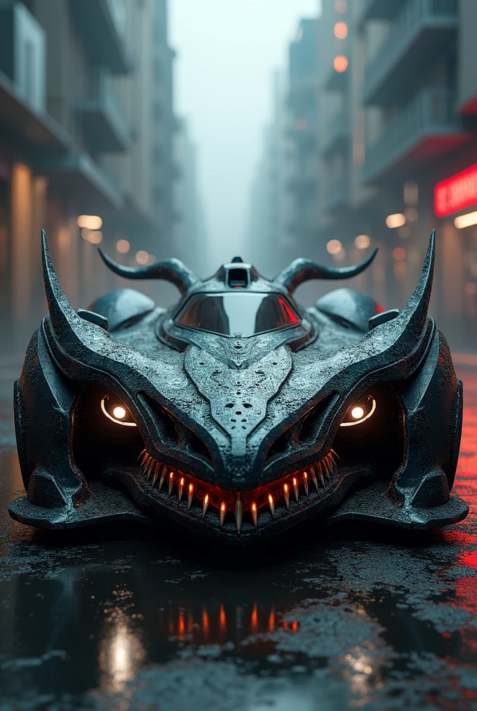Car in dragon head design in cinimatic real illustration image 