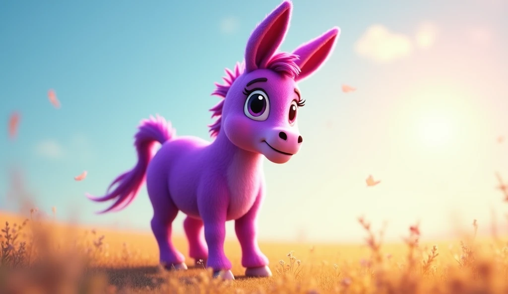 Purple donkey in the sun he shines so bright.