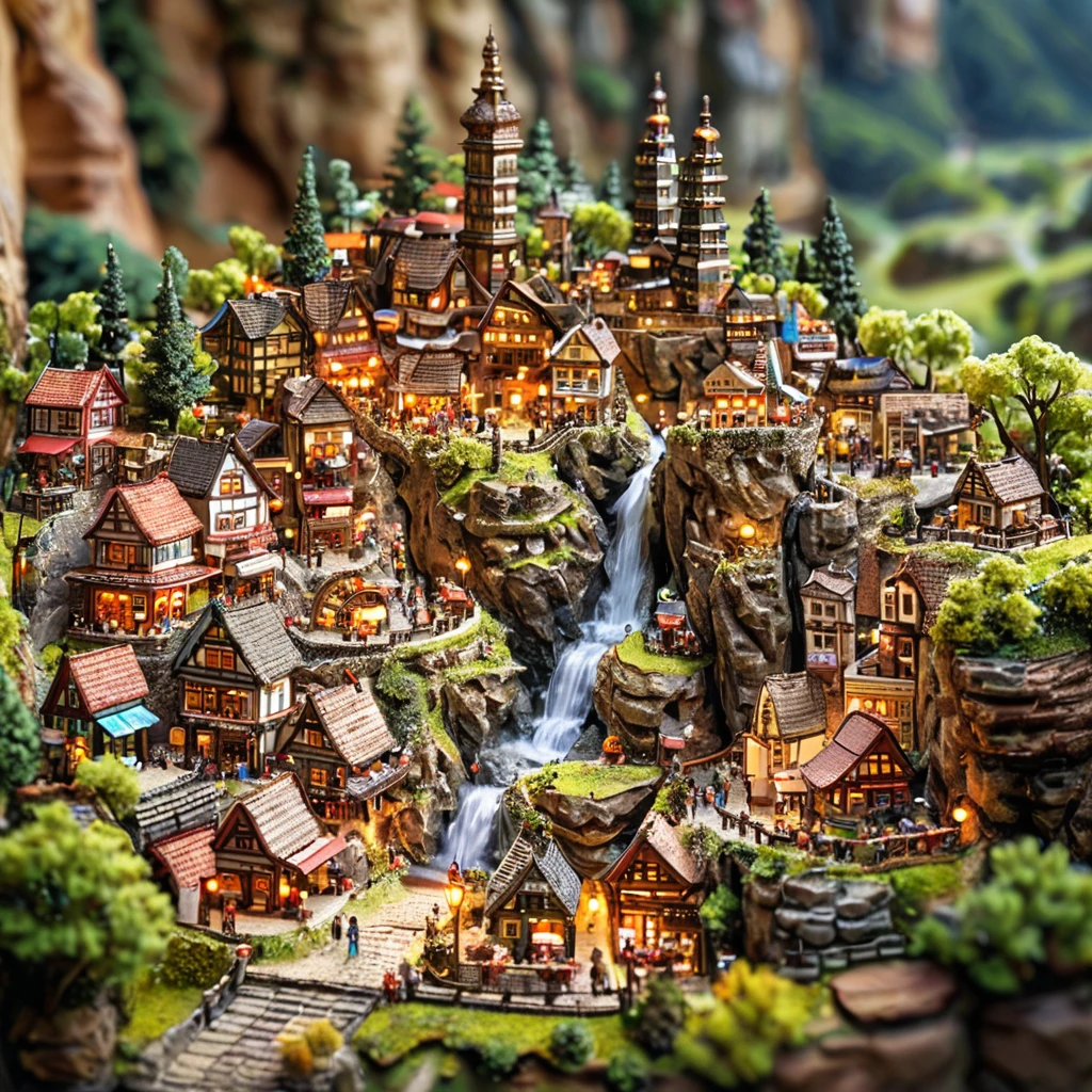 Tilt Shift Photo,(masterpiece, Highest quality, Highest quality),(Very detailed, The absolute solution),((16K, High resolution)). (Cave city))