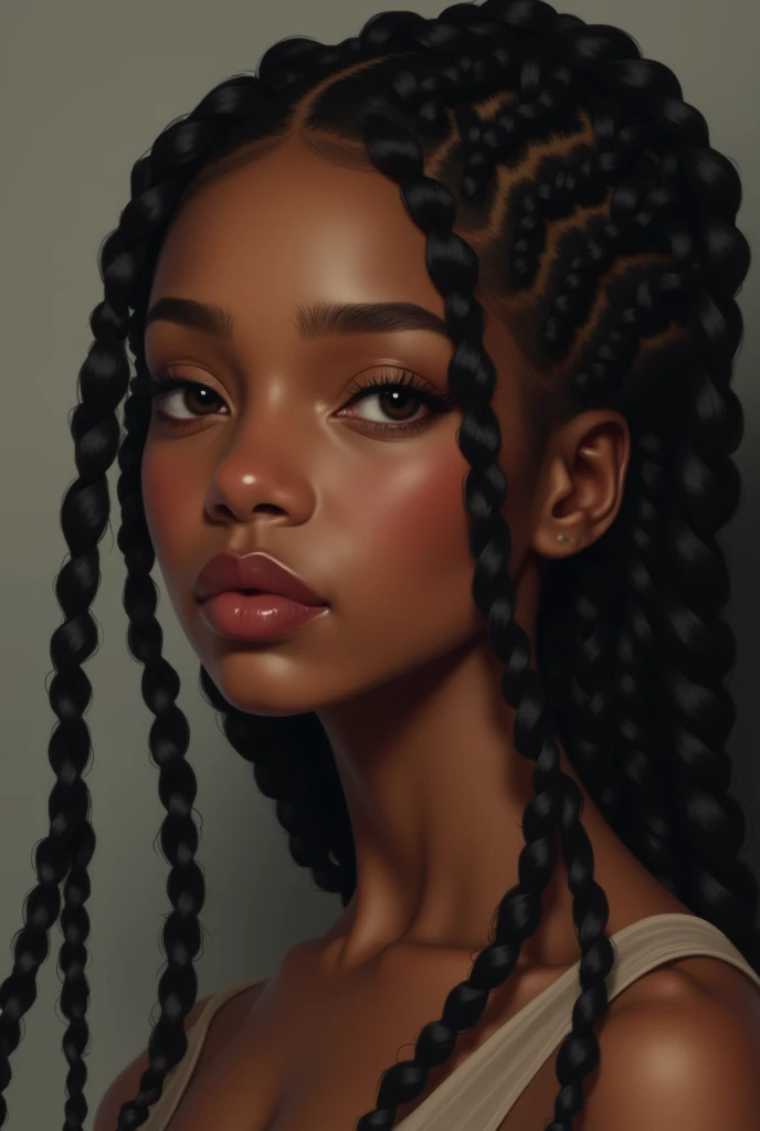 A woman in crushes with cornrows