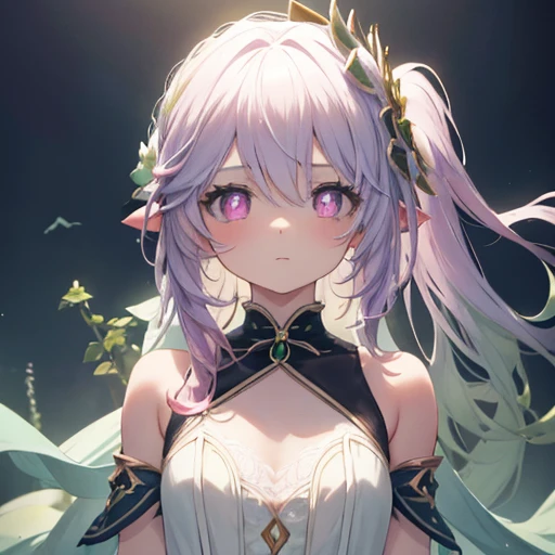 a cute petit girl, beautiful pink eyes, flat chest, Lori, cuteness beyond limits, shining thighs, cute clothing, flower crown, magical setting, intricate details, dramatic lighting, pastel color palette, fantasy art, detailed portrait, cinematic composition, ethereal atmosphere, whimsical and dreamlike, masterpiece, best quality, 8k, high resolution, photorealistic