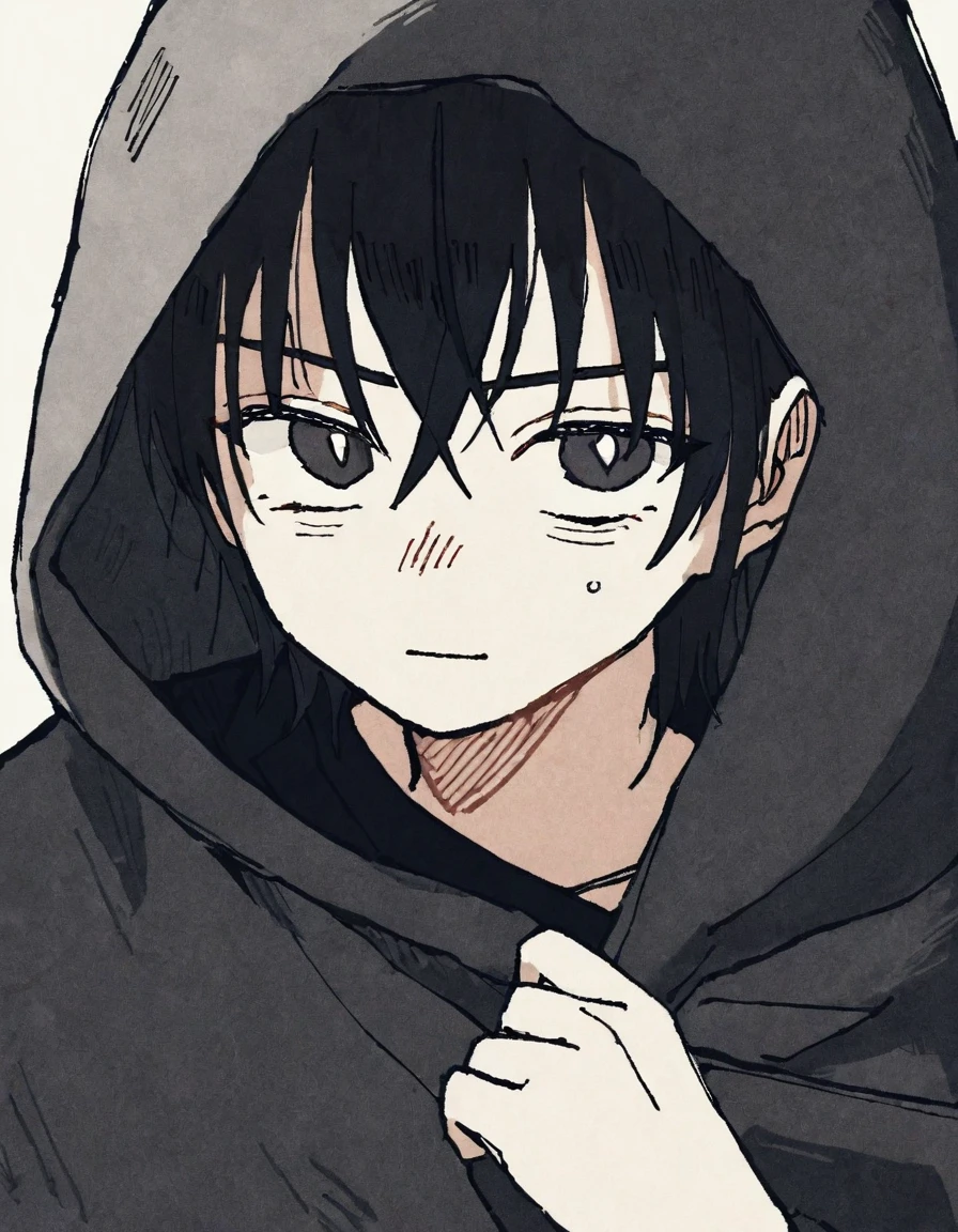 by tsvbvra, 1 boy, solo, , 1 boy, solo, , 1 boy, solo, simple background, black hair ,simple background, simple background, be smirked, heavy bangs, bangs, black poncho, black poncho, black poncho, black poncho, eyes half-opene ,looking sleepy, eyes half-opene ,looking sleepy, eyes half-opene, eyes half-opene, eyes half-opene, eyes half-opene, eyes half-opene, eyes half-opene, eyes half-opene, eyes half-opene