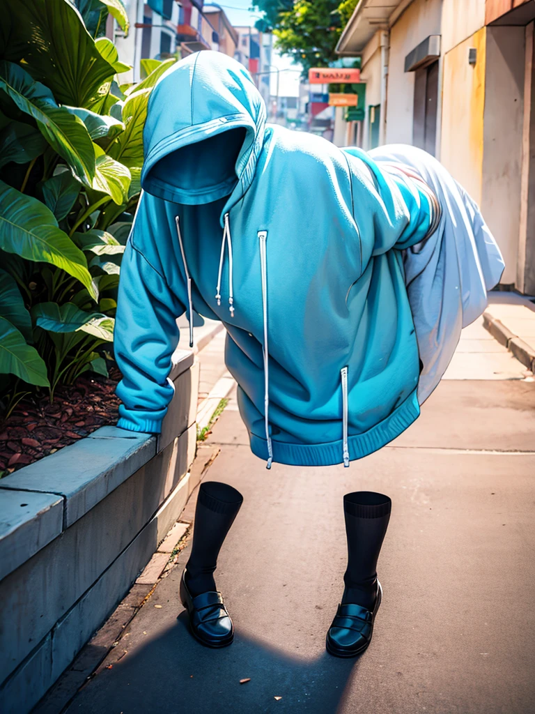 (Invisible girl) , Only the clothes are visible , bend over