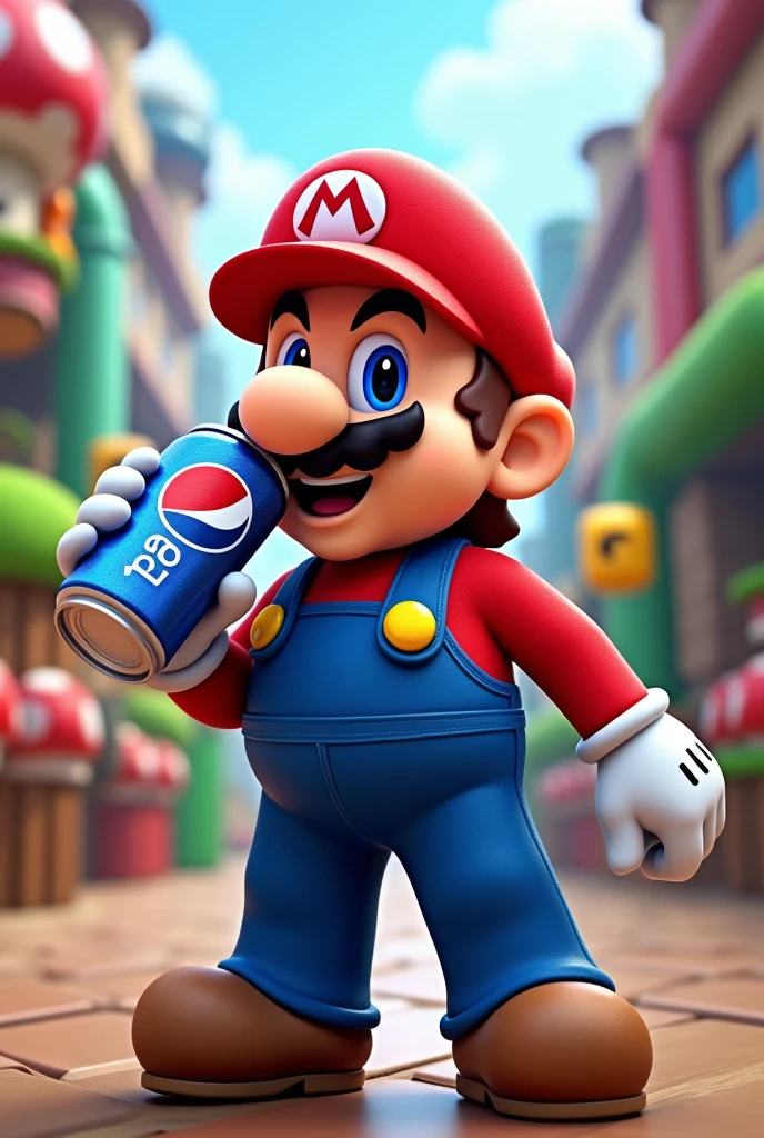 Mario drink Pepsi