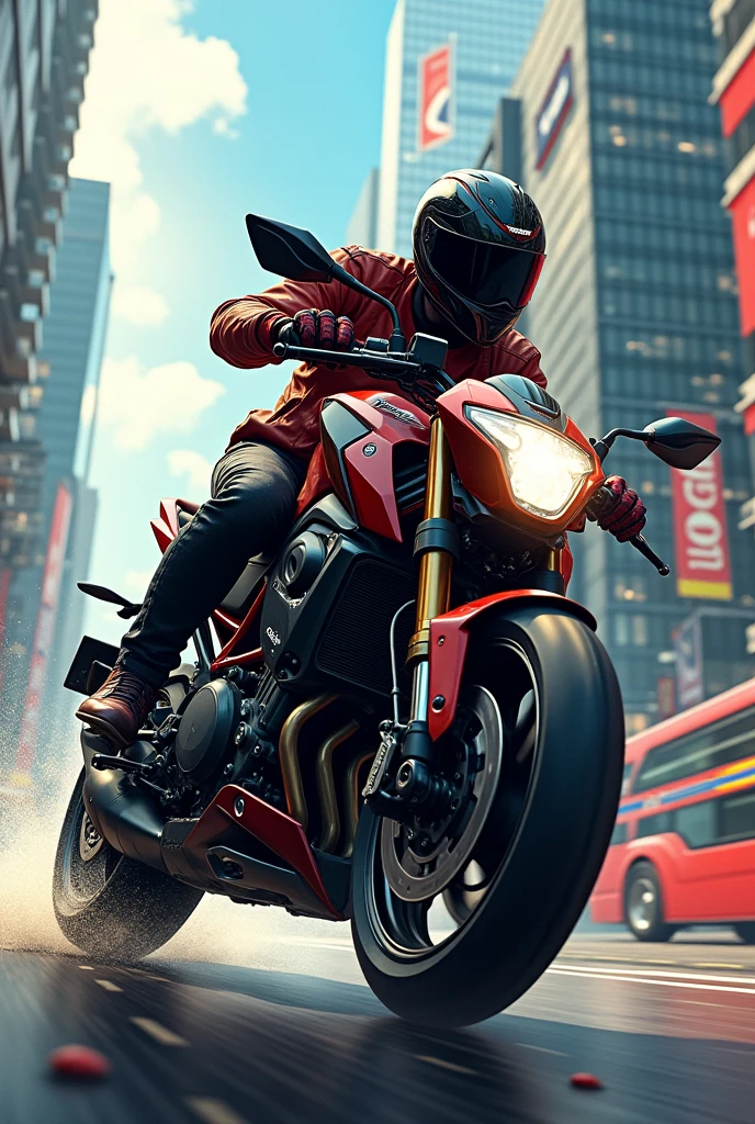 Rx 100 bike in drive drogen realistic illustration image