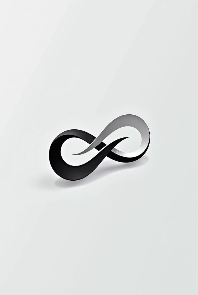 A sleek, modern vector art logo featuring an infinity symbol. The infinity symbol is smoothly curved and rendered in shades of black, white, and gray. The design is clean and minimalistic, with sharp lines and a polished, professional finish. The background is simple and light gray, allowing the black-and-white infinity logo to stand out prominently