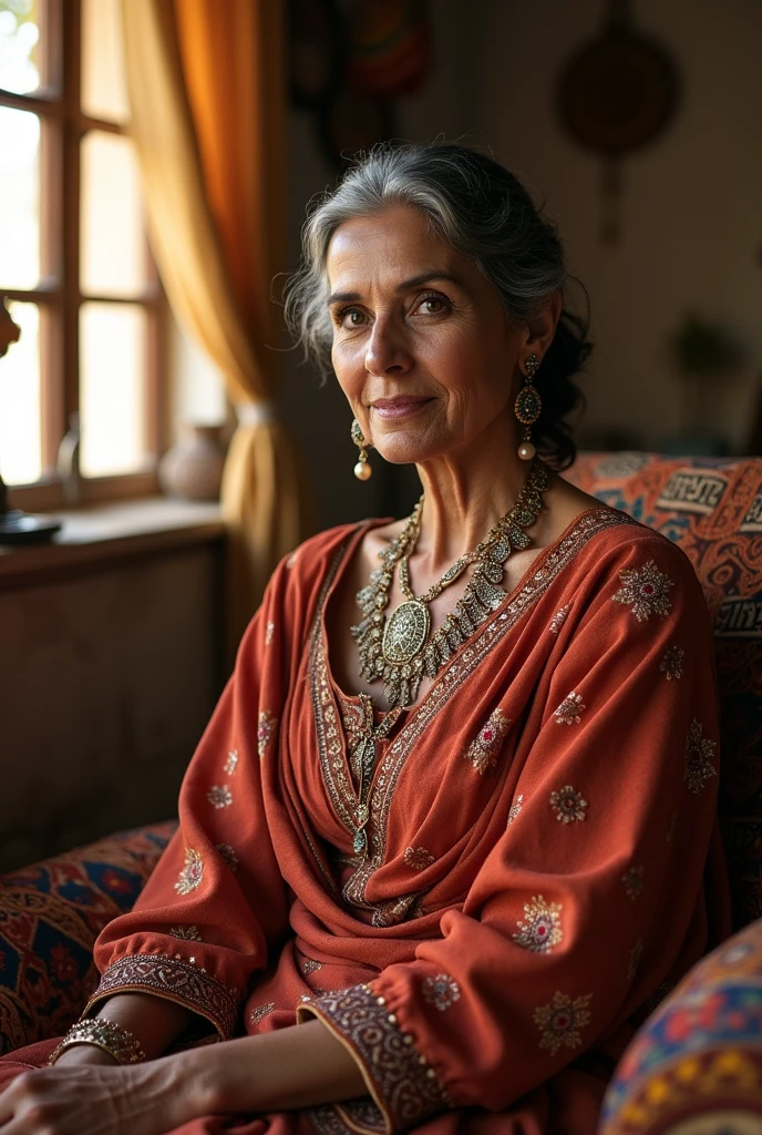 Pakistani rich lady in village home
