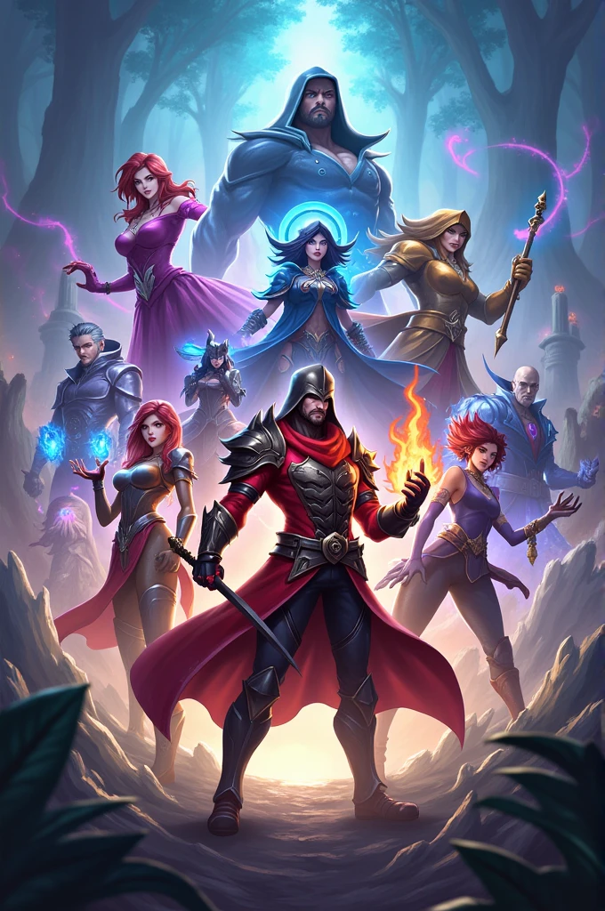 Create a background image consists of Mobile legends characters