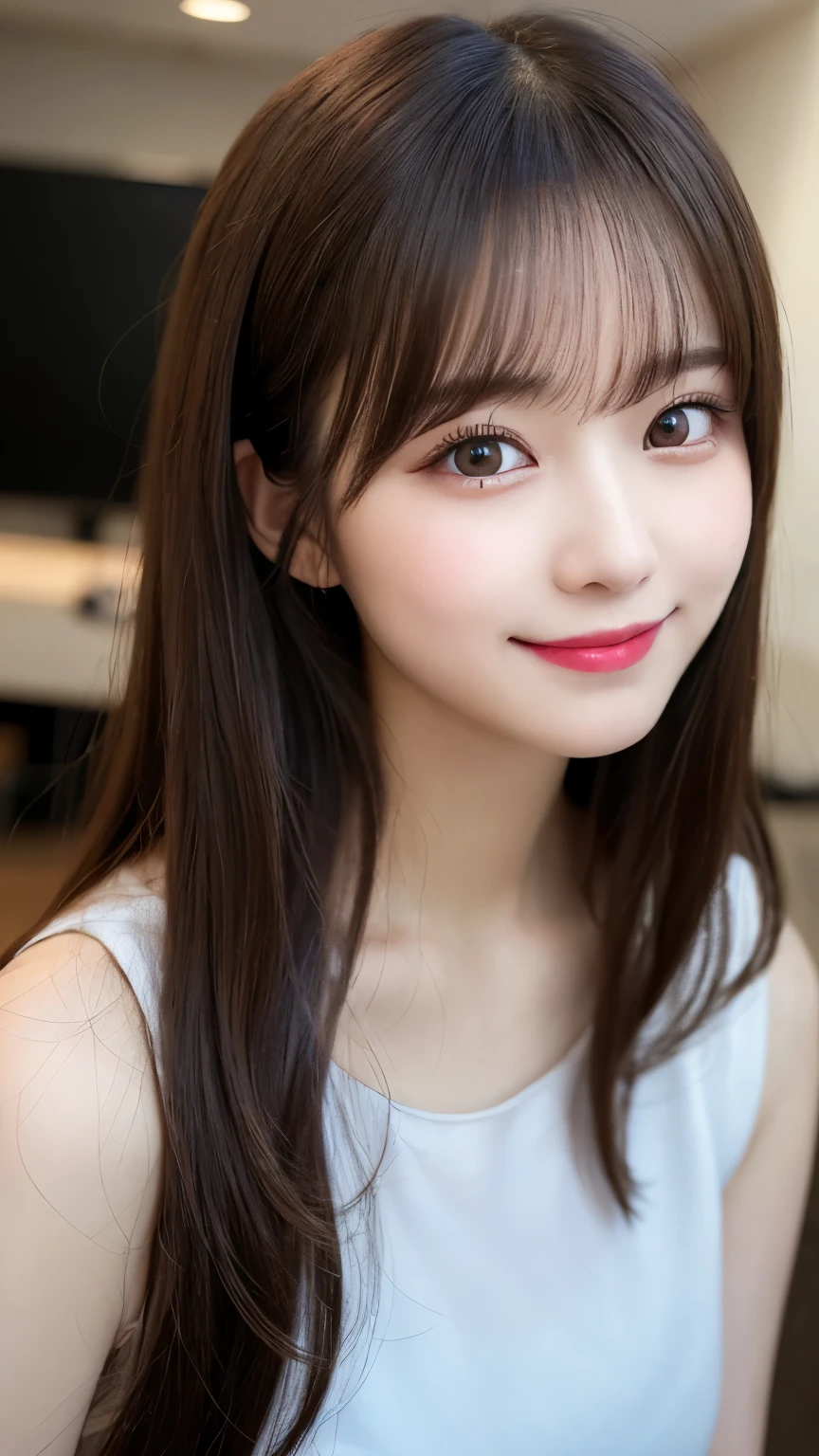 Tabletop, Highest quality, shape, Very detailed, finely, High resolution, 8k wallpaper, 完璧なダイナミックな構shape, Beautiful and detailed,ランダムなcute髪,,Natural color lip, Bold sexy pose,smile、20-year-old girl、cute、Looking into the camera,Always blur the background,Perfect and beautiful face,Slim face and figure,Big eyes、Putting on gal makeup,Small face,Shooting from below、smile,Blurred Background,Elegant feminine face、Cyberpunk Fashion、smile、Cosplayers