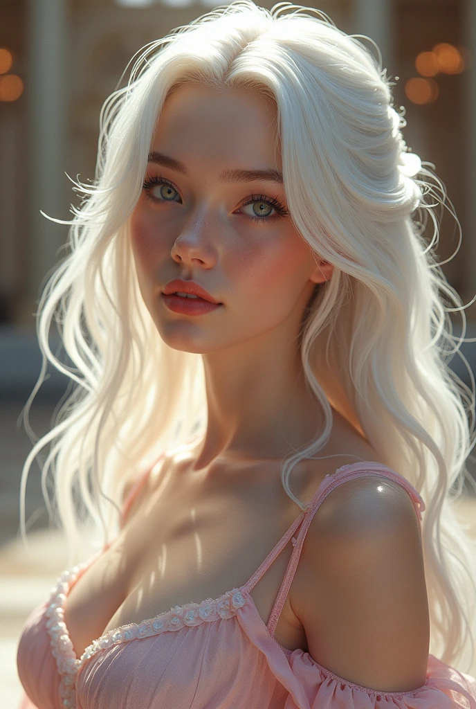 (((colorful hair, [white hair]))), Hyper-realistic 8K CG, perfect face, perfect, Clean, masterpiece, professional artwork, famous artwork, movie lighting, movie bloom, is a perfect face,(young:1.2),((20 years old)), beautiful breasts、huge breasts:1.4beautiful breasts、huge breasts:1.4. Pretty Face, beautiful eyes, (((perfect female figure, Willow Yao))), young princess, royal, holy, welcome, holy, (royal palace), fantasy, like a dream, Not real, Science fiction, (normal:1.2), ta costume，beaut