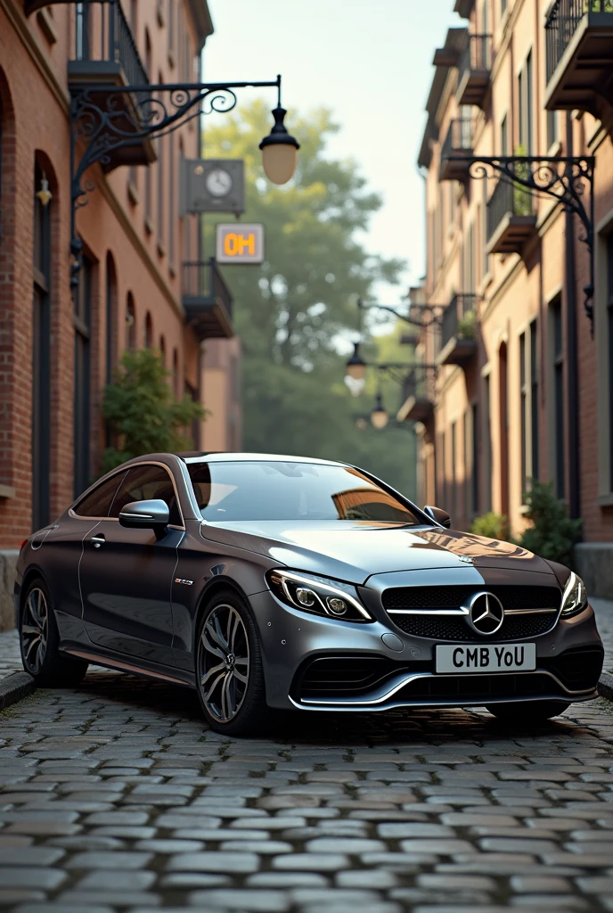 Create a image of  3 generation of Mercedes Benz C class with old back grounds 