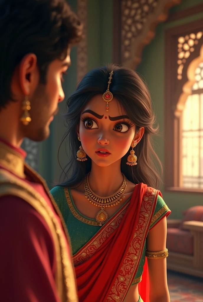 Rajasthani young wife scolding her husband angryly