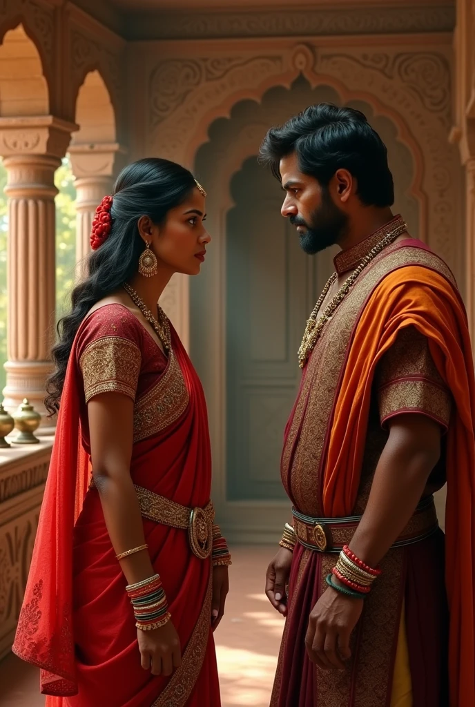 Rajasthani young wife scolding her husband very angryly