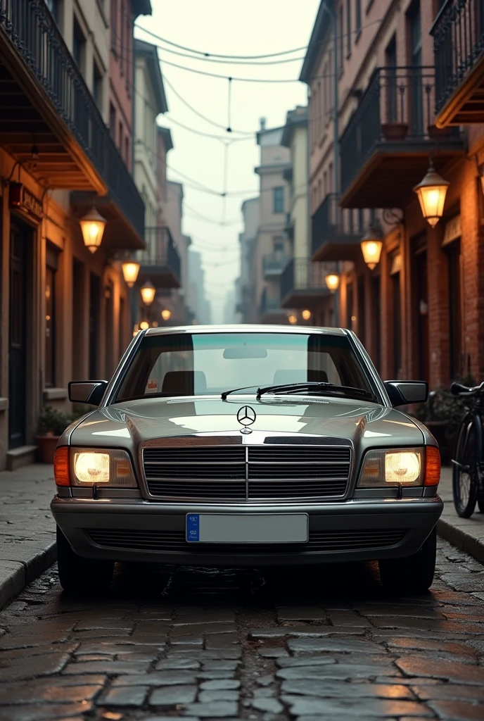 Create a image of 2th generation of Mercedes Benz C class with old back grounds 