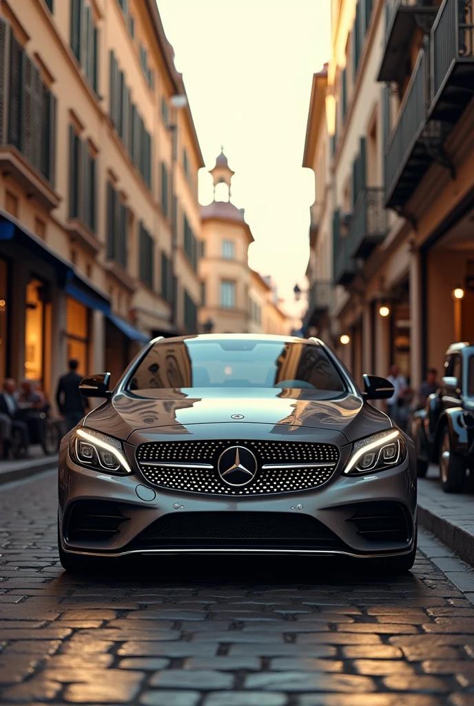 Create a image of 3rd generation of Mercedes Benz C class with old back grounds