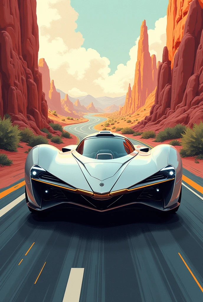 Car in ship head design in road illustration image 