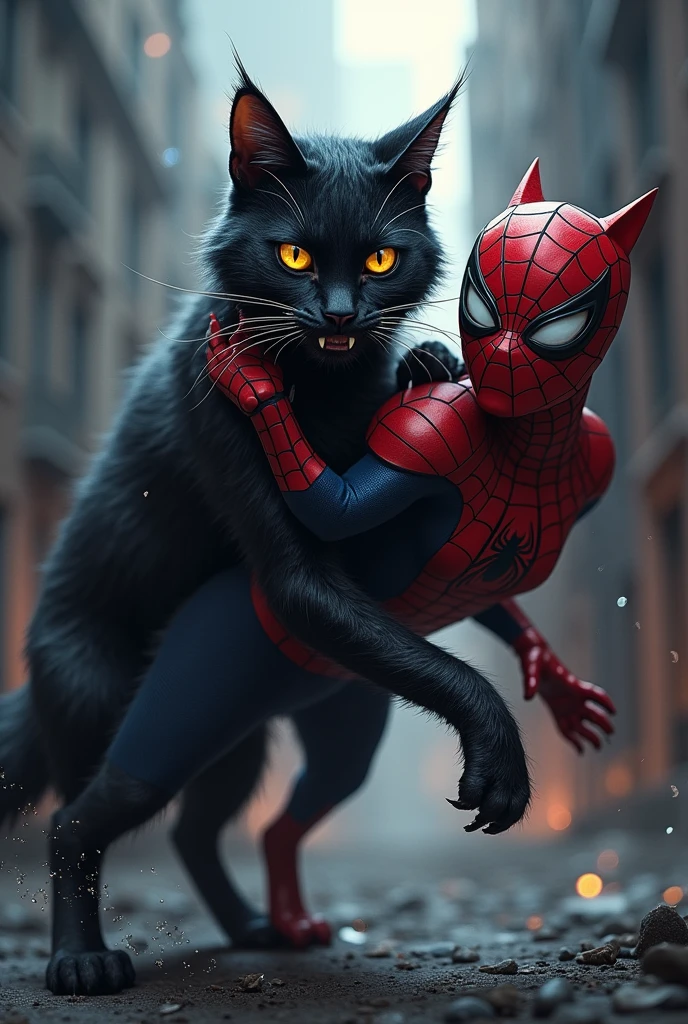 Kucing venom Di Tarik Oleh Kucing Spiderman