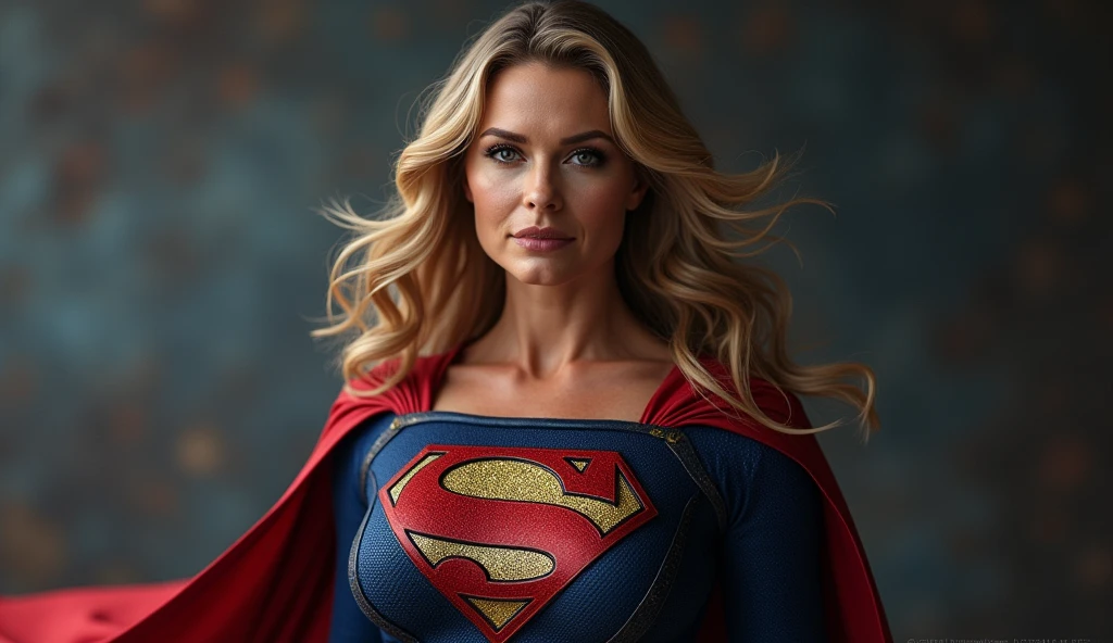 (((very beautiful old Supergirl (((1984s costume))) Julie Hagerty))) Super woman Julie Hagerty; confident, powerful, indestructible, attractive; big and firm chest; strong breasts; arms crossed. HD. Photograph, ((realism)), extremely high quality RAW photograph, ultra detailed photograph, sharp focus, high resolution, (detailed skin:1,3),high quality, film grain, Fujifilm XT3,Highly Detailed, movie, (Cinematic Photo:1.3) of (Realistic:1.3)