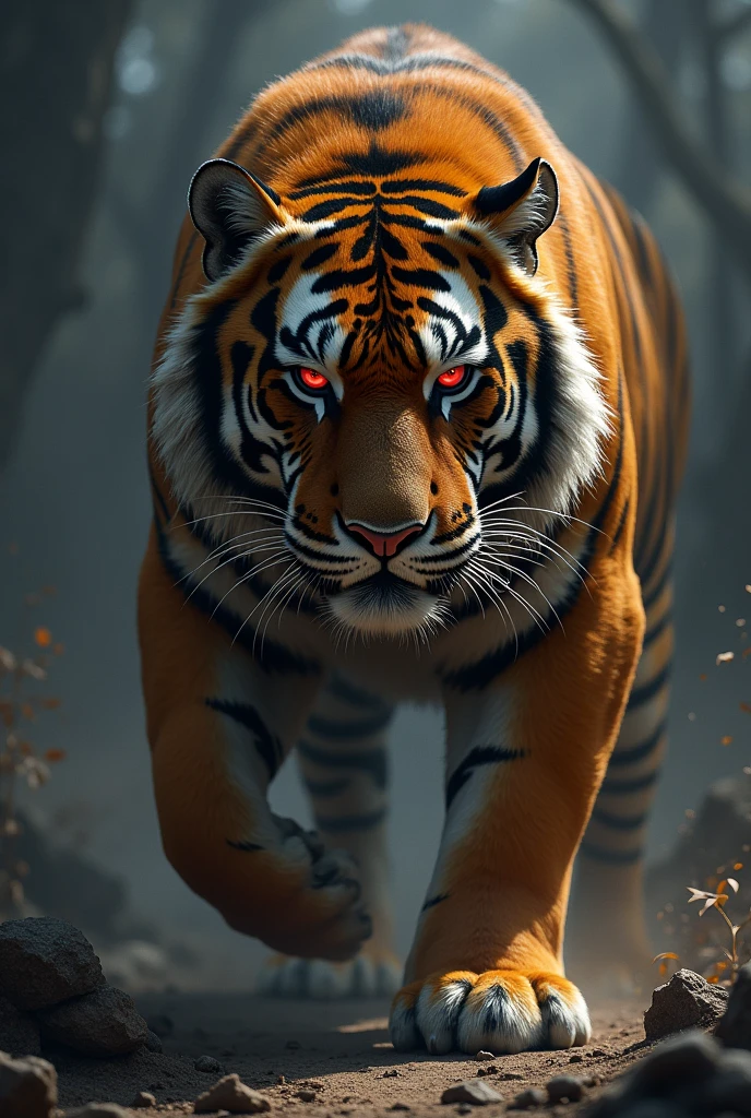 Tiger with dark face red eye