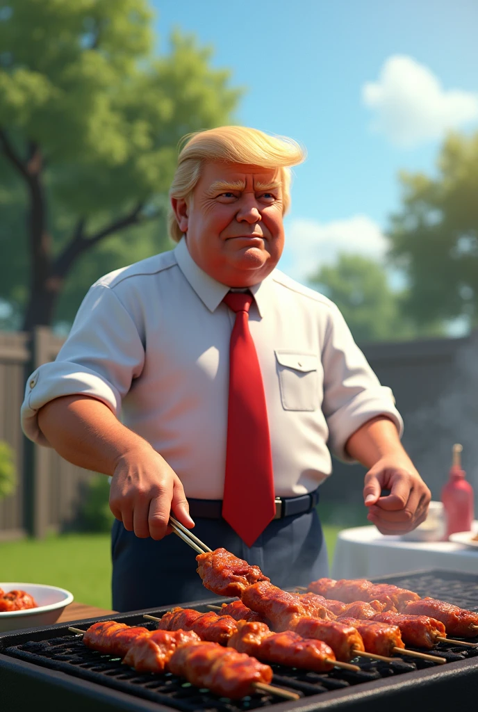 Resident Trump is cooking shashlik