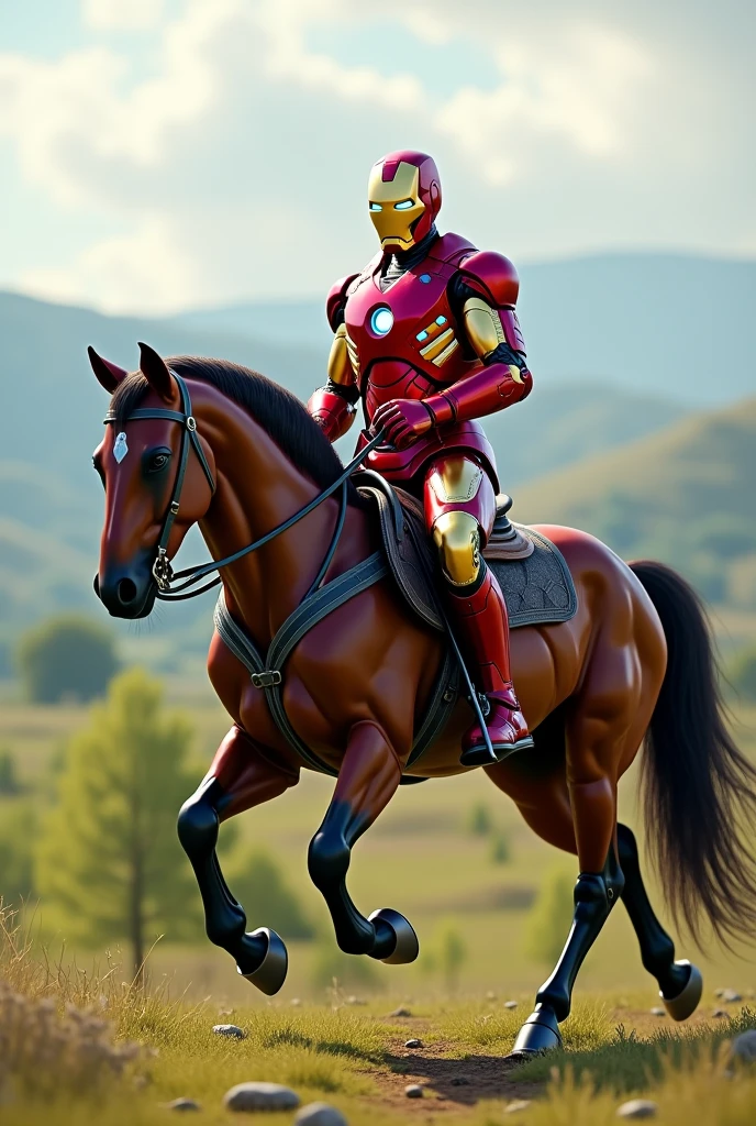 Ironman are horse riding