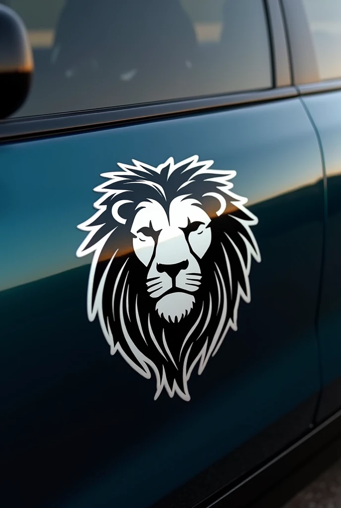 Lion logo sticker on car