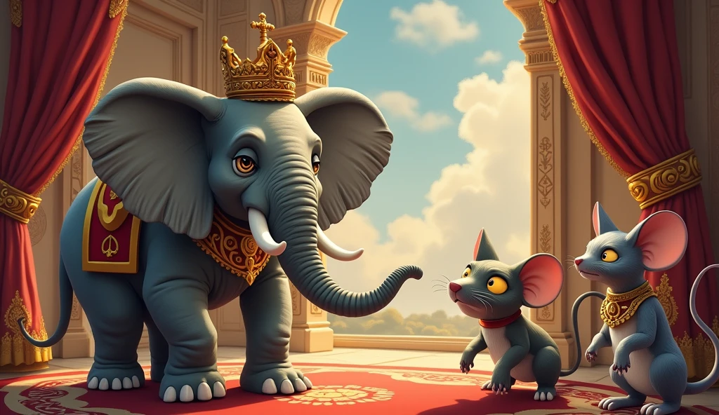 The story of the royal elephant, the royal  big dog, the royal cat and the angry  big mouse