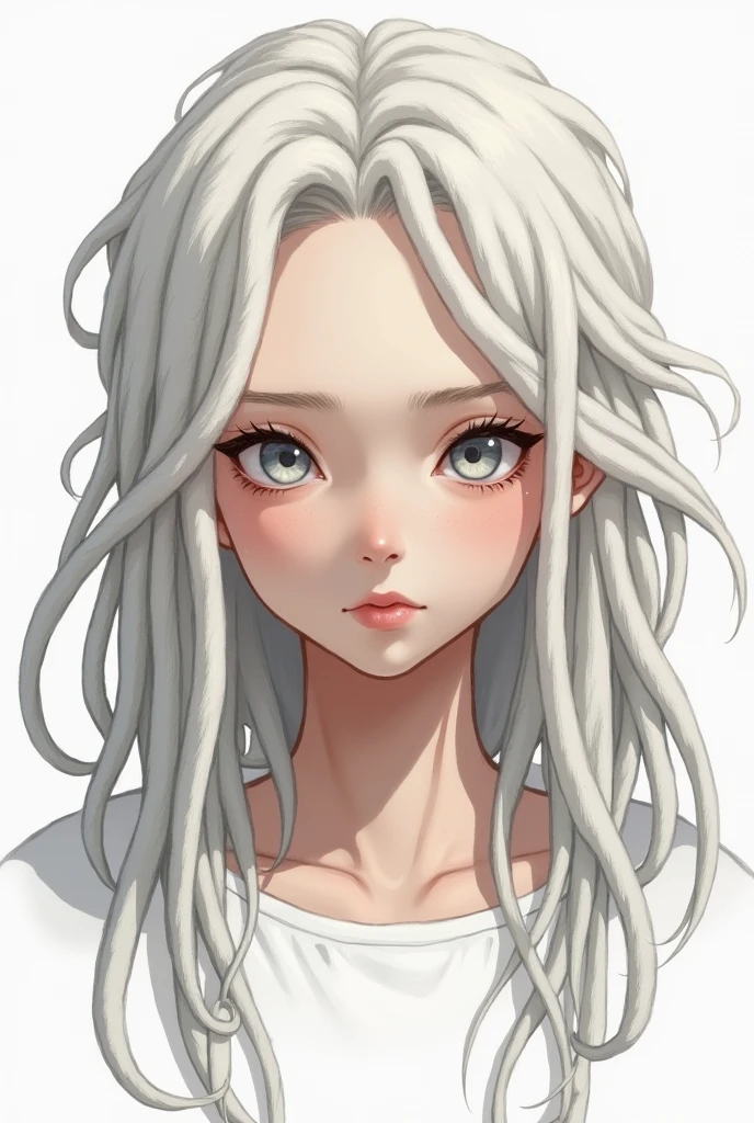 head of'artwork, best quality, ultra-detailed, illustration,, 1fille, white dreadlocks hair,