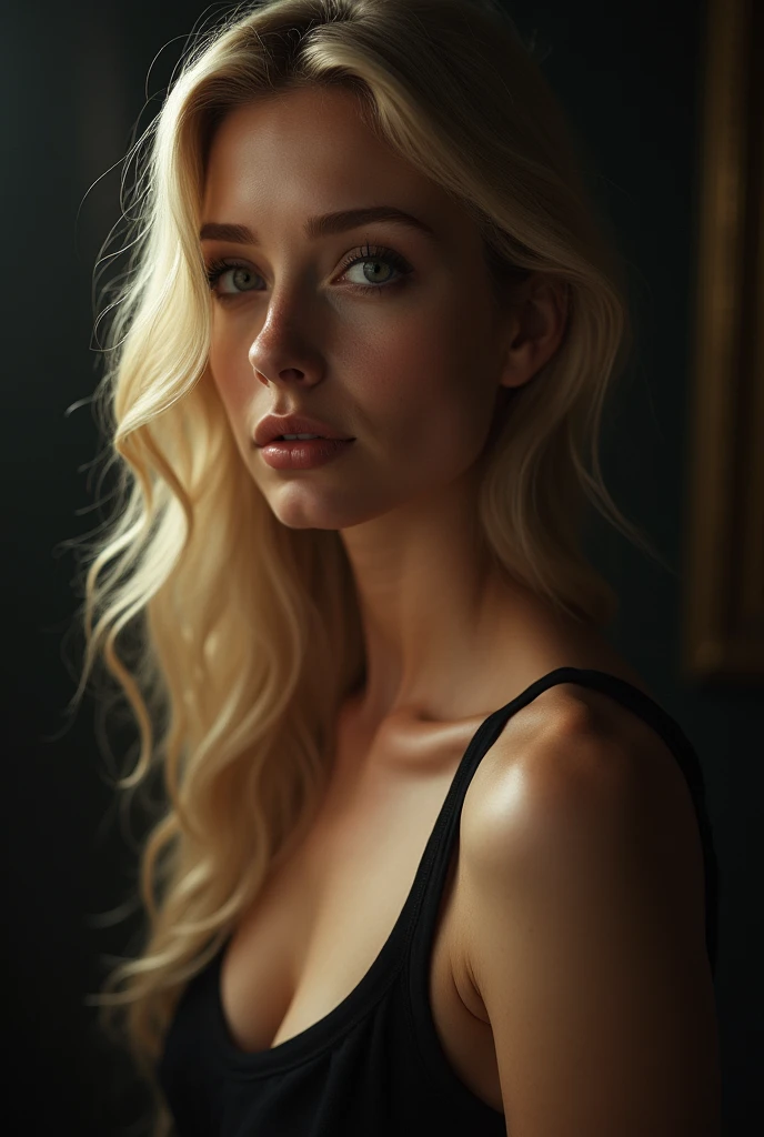 1girl, beautiful detailed eyes, beautiful detailed lips, extremely detailed face and body, long eyelashes, blonde hair, russian, elegant pose, medium breasts, photorealistic, 8k, hyperdetailed, chiaroscuro lighting, dramatic lighting, dramatic colors, cinematic, elegant, graceful, mysterious full naked