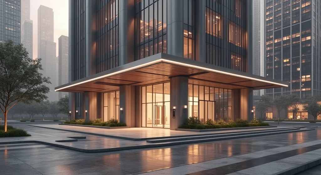 ealivestion in front design in head quarter buliding illustration realistic image