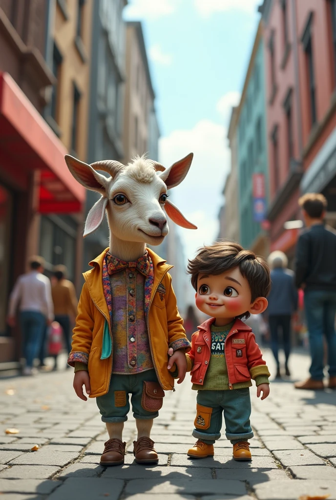 Chhoti gay chhoti Bakri kapde pahan kar Khade sadak per