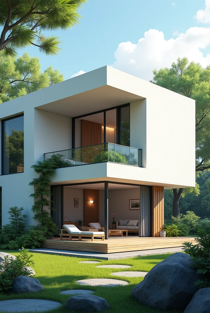 Cube design house in realistic illustration image