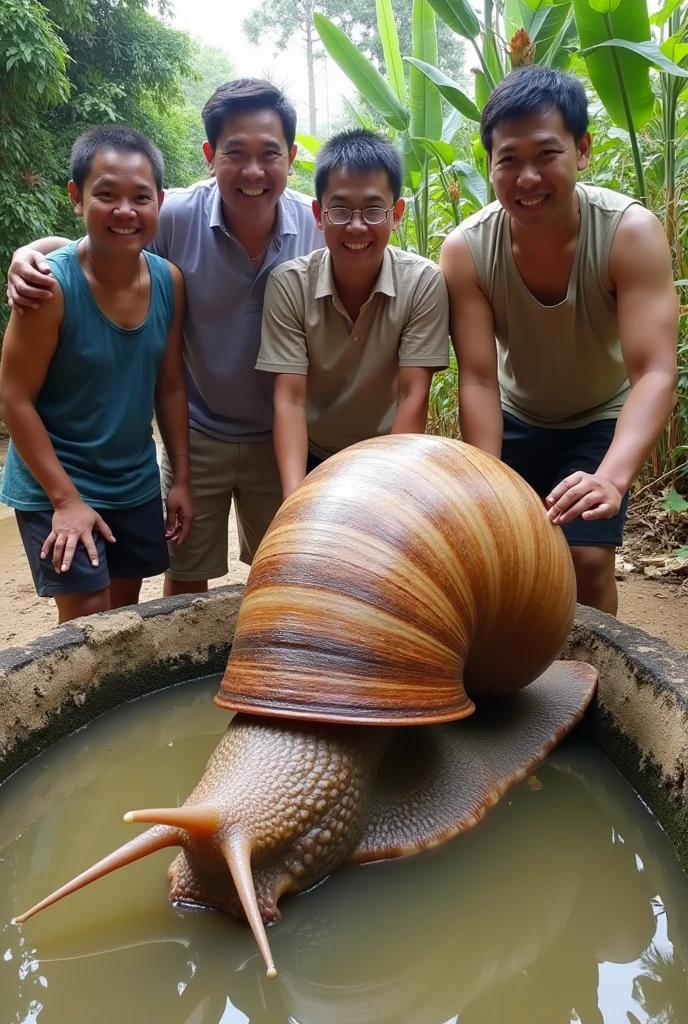 Thai farmers delighted to discover giant beer-case-sized snails in pond/News photo line