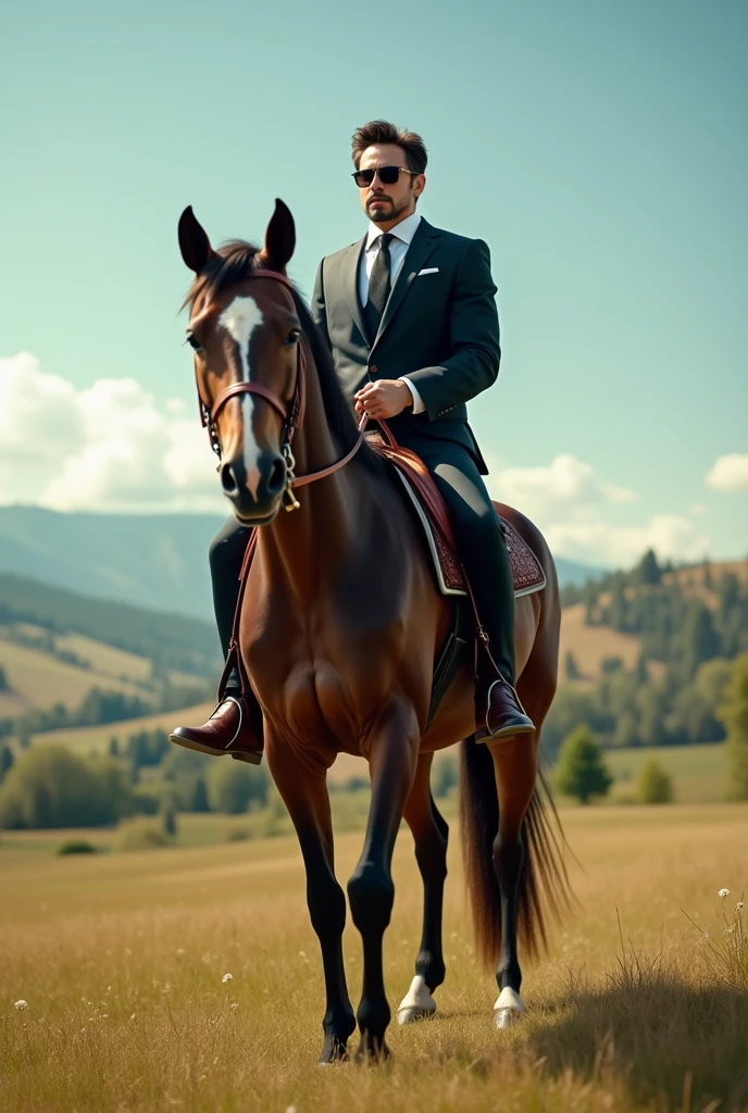 Tony stark are horse riding