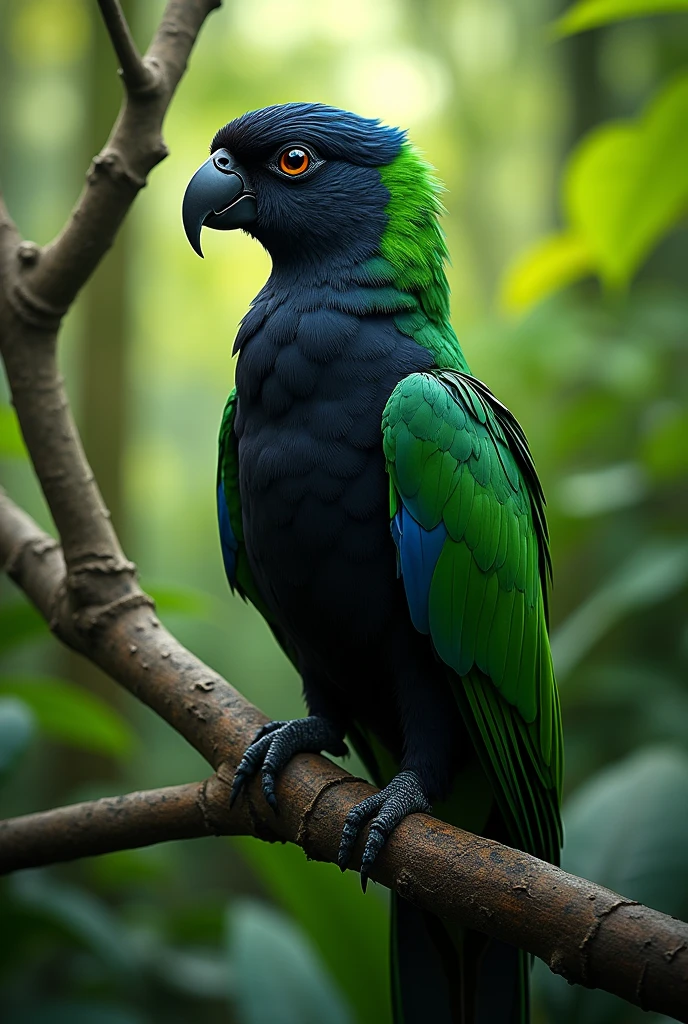 Black and green parrot 
