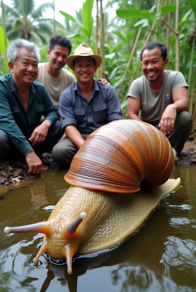 Thai farmers delighted to discover giant beer-case-sized snails in pond/News photo line