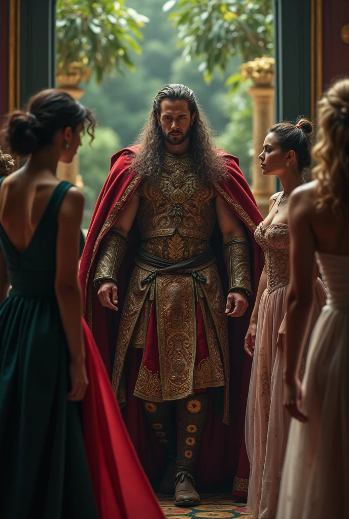 King's Desire for Women:

A sequence showing the king in various settings, such as the palace garden or a corridor, where he spots women and can’t control his lustful glances. The women react with a mix of fear, unease, and anger, showing the impact of his actions on those around him.