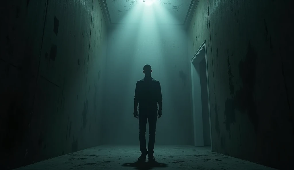 A solitary figure in a dark, empty room, the walls slowly closing in or distorting, illustrating the effects of prolonged isolation on the mind.
Make it spooky. Make it vibrant and hyper realistic.