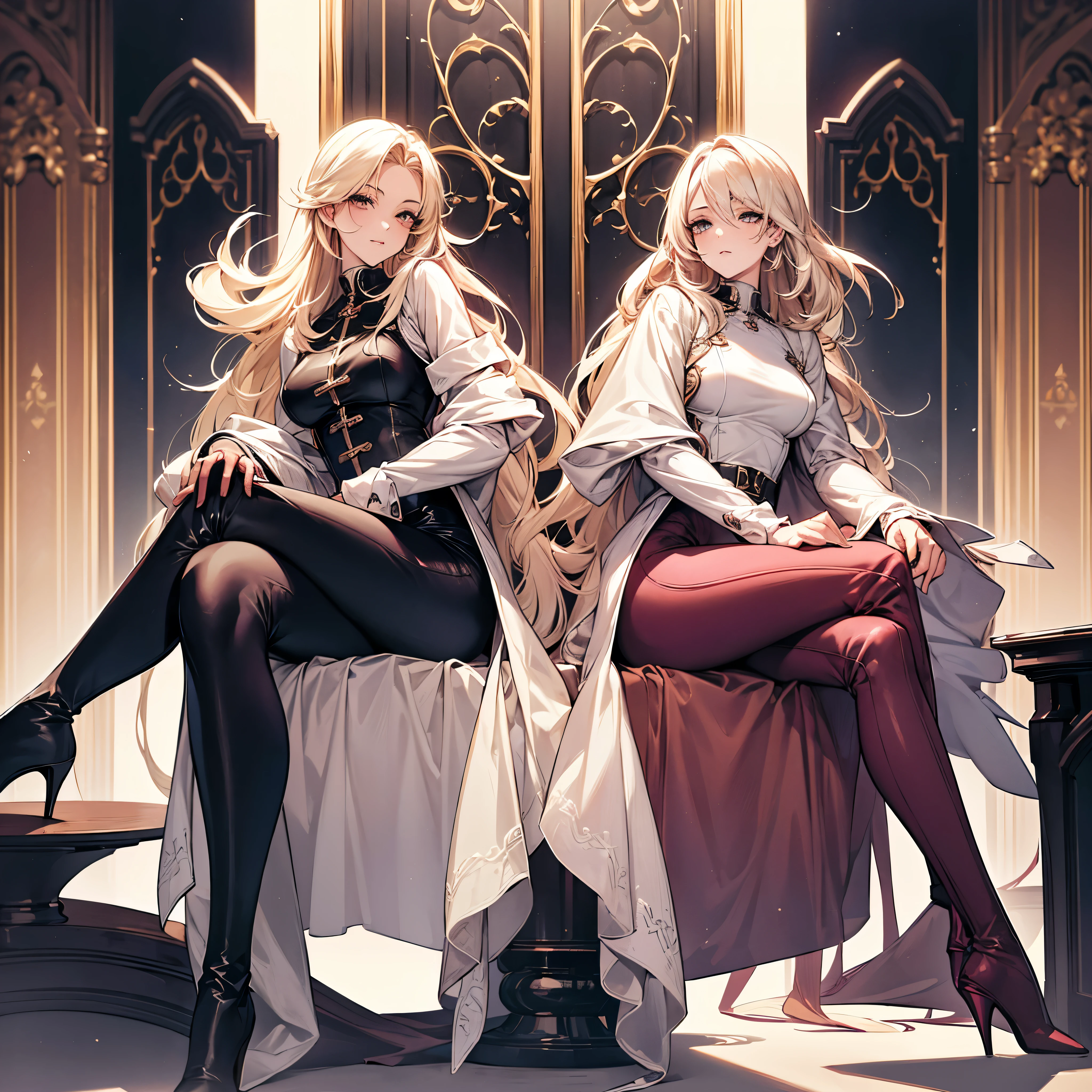 ((Biologically correct number of limbs)), high resolution, Wearing stiletto-heeled over-the-knee boots:1.1, a beautiful girl, sitting, crossed legs, having nice legs, best quality, leggings, leg close up view only